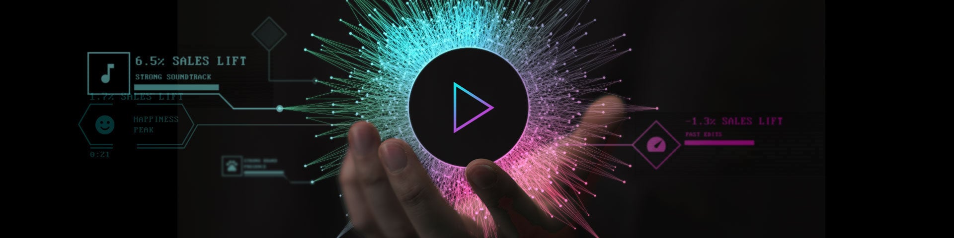 Open hand with a play button