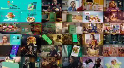 Thumbnails of food delivery ads
