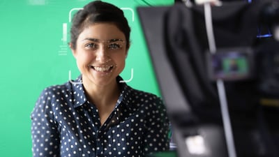 Green screen studio recording